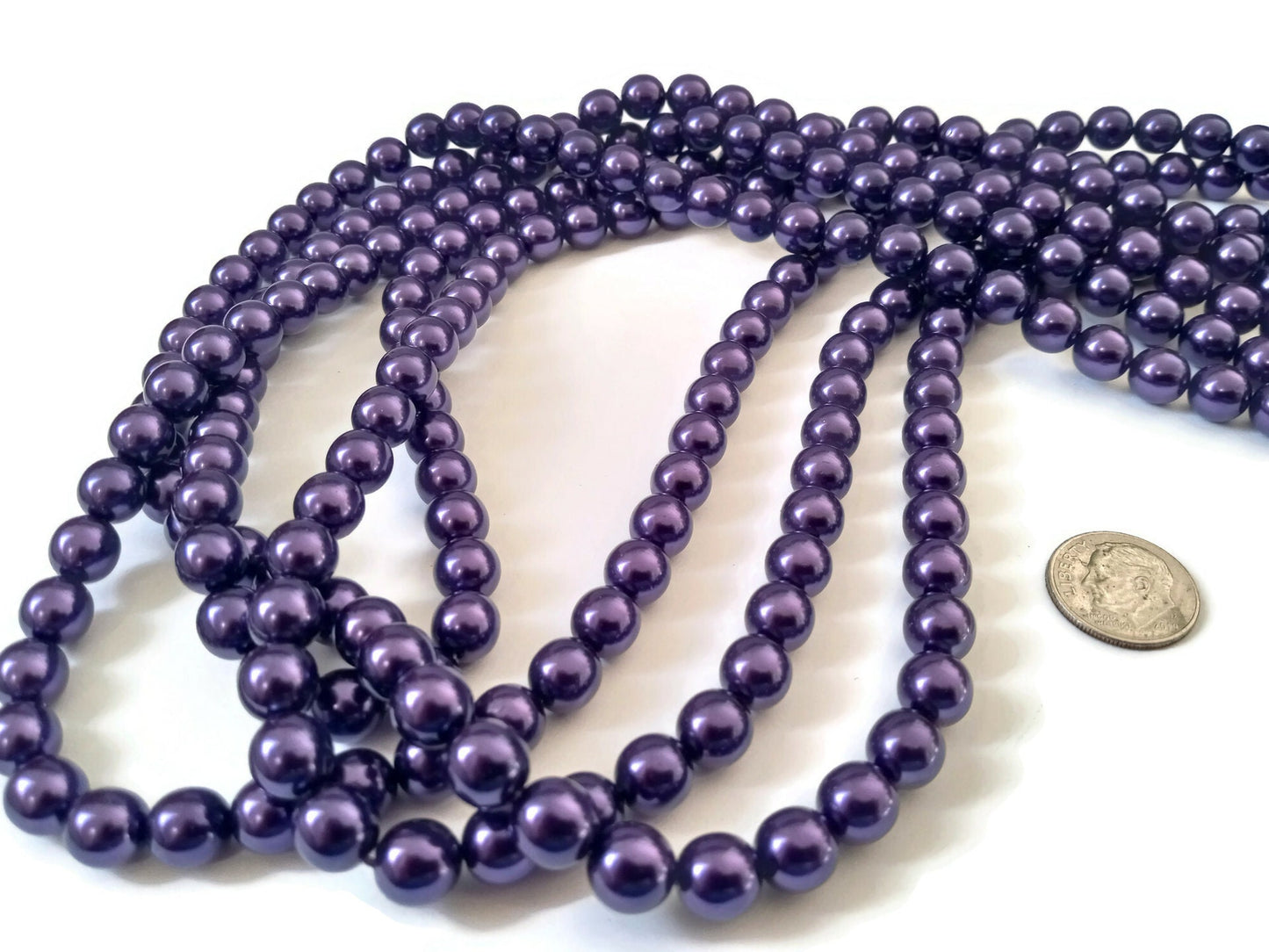 Czech Purple Glass Pearl Beads -8mm