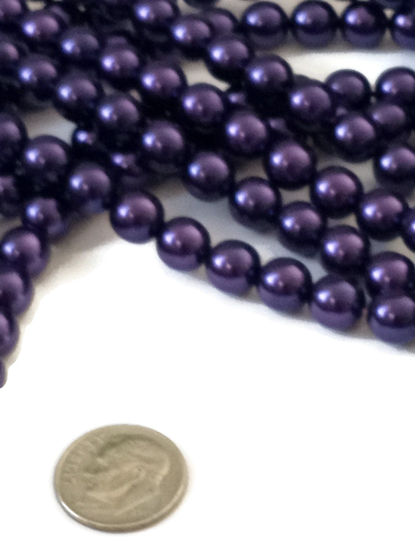 Czech Purple Glass Pearl Beads -8mm