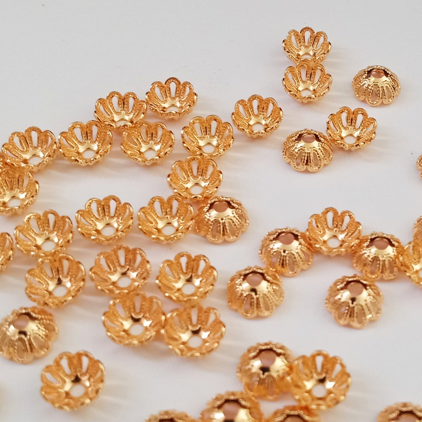 Gold Plated 6mm Fancy Bead Caps