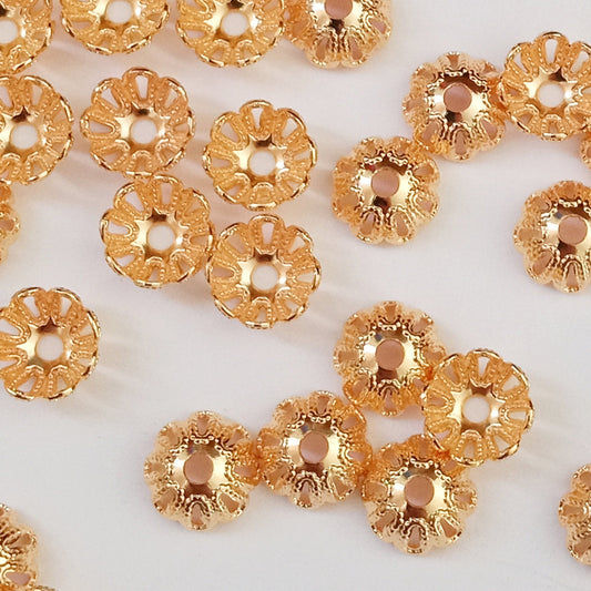 Gold Plated 6mm Fancy Bead Caps
