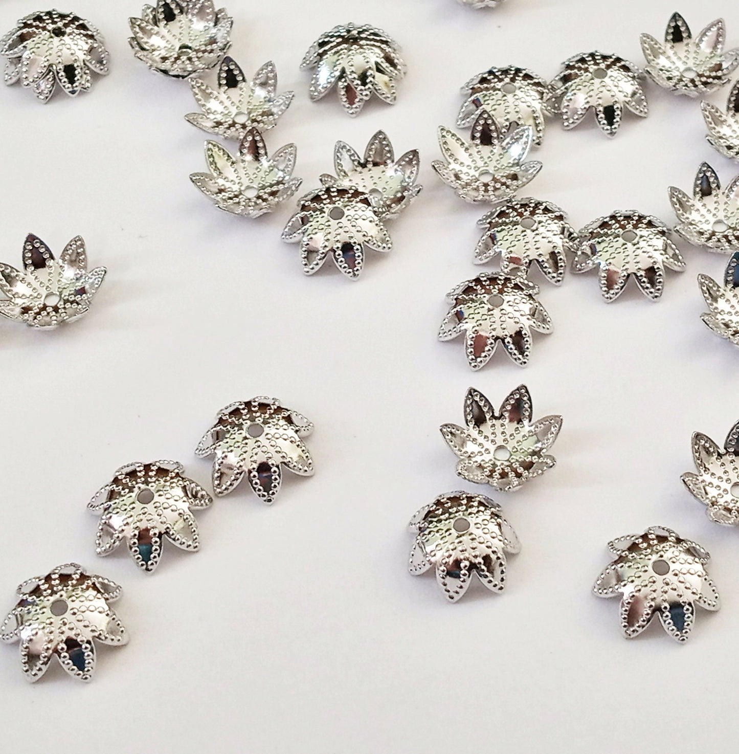 Silver Tone 9mm Bead Caps