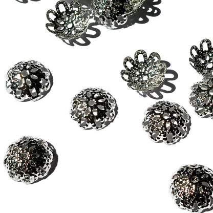 Metal Flower Bead Caps 10mm -Gold or Silver Plate