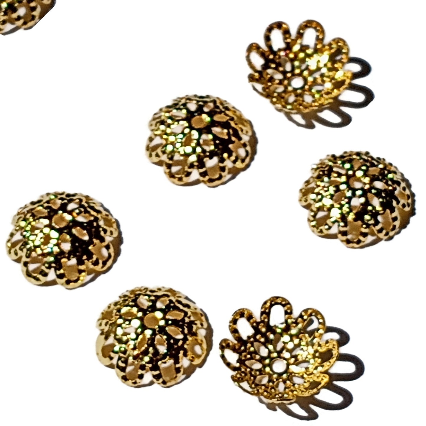 Metal Flower Bead Caps 10mm -Gold or Silver Plate