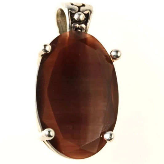 Cats Eye Glass Pendant 29mm x 20mm