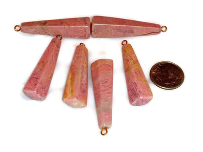 Genuine NOS Rhodonite Pyramid Pendant