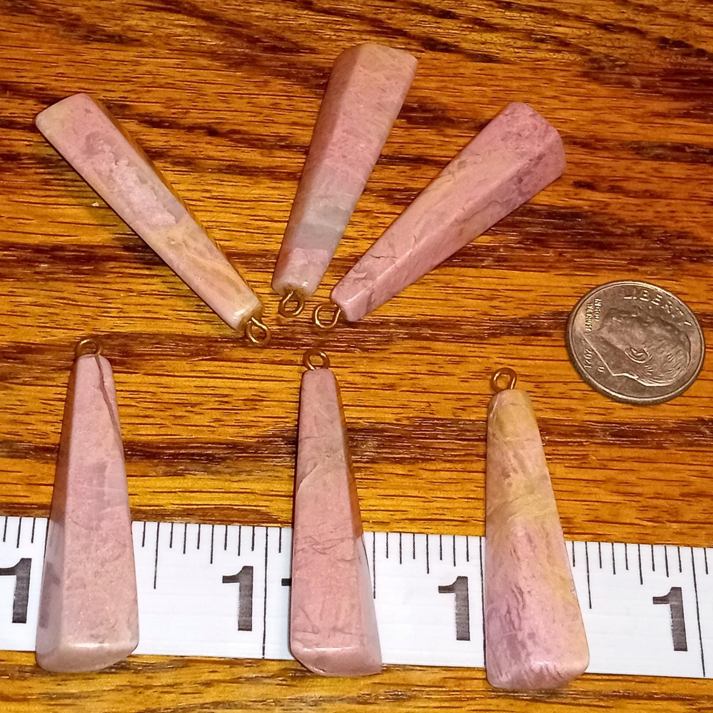 Genuine NOS Rhodonite Pyramid Pendant
