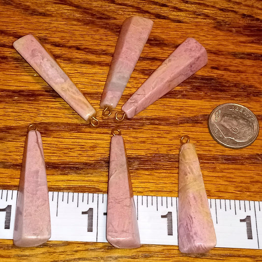 Genuine NOS Rhodonite Pyramid Pendant
