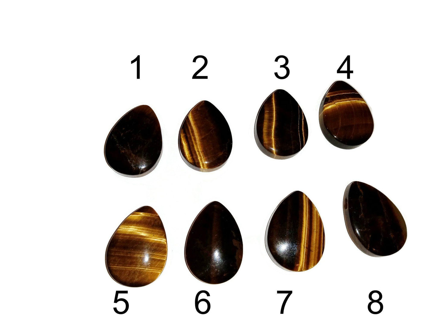 Large Natural Tiger Eye Teardrop Pendant AAA Quality Top Side Drilled Golden Brown