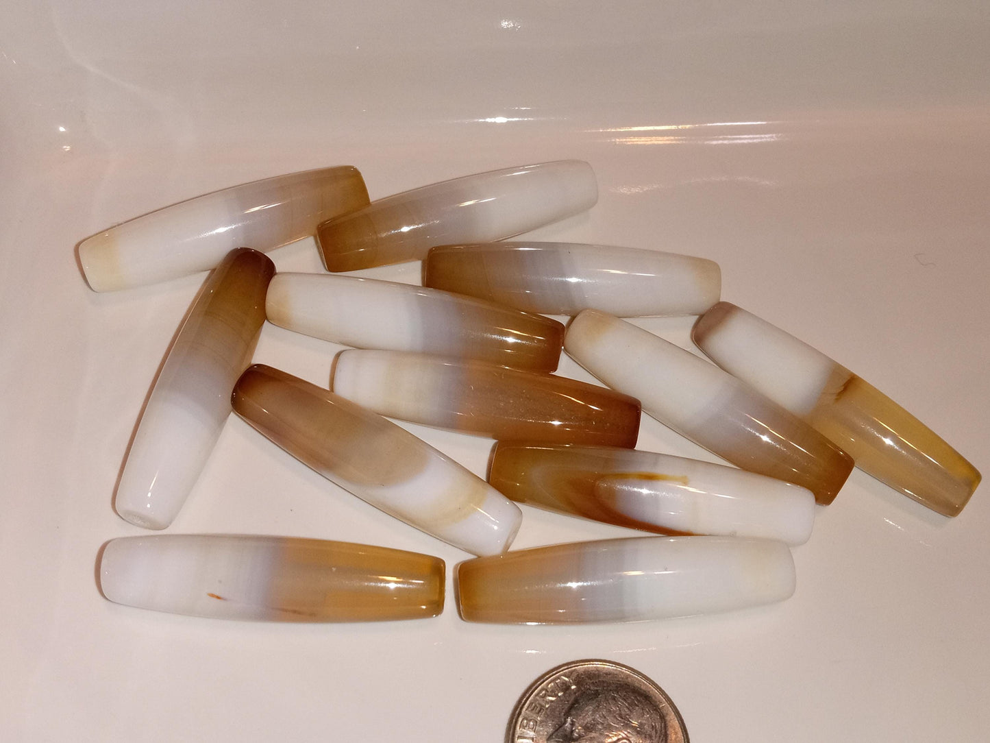 Long Tube Beads Tibetan Agate