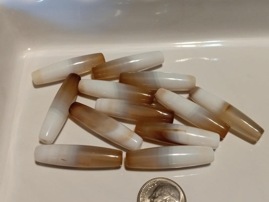 Long Tube Beads Tibetan Agate