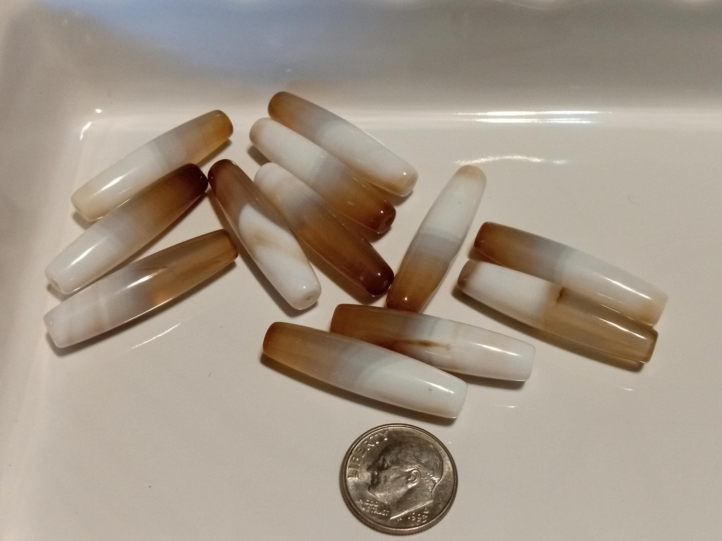 Long Tube Beads Tibetan Agate