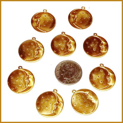 Moon and Stars Brass Vintage Charms