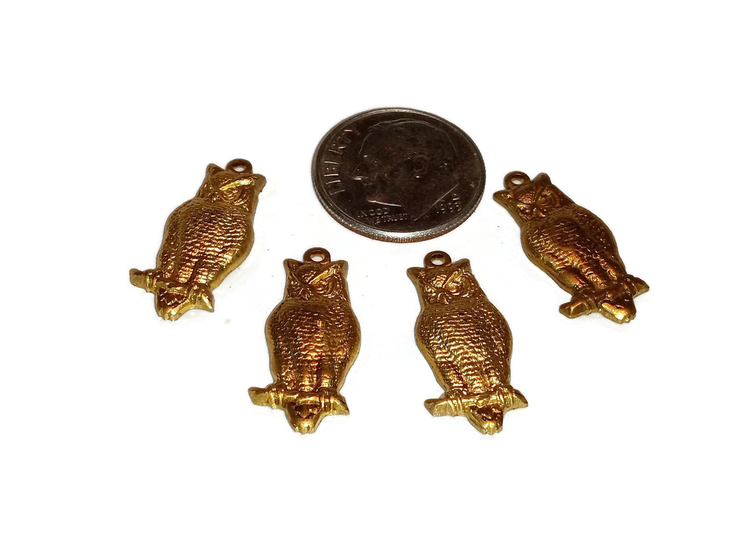 Cute Little Brass Owl Charms  20x9mm
