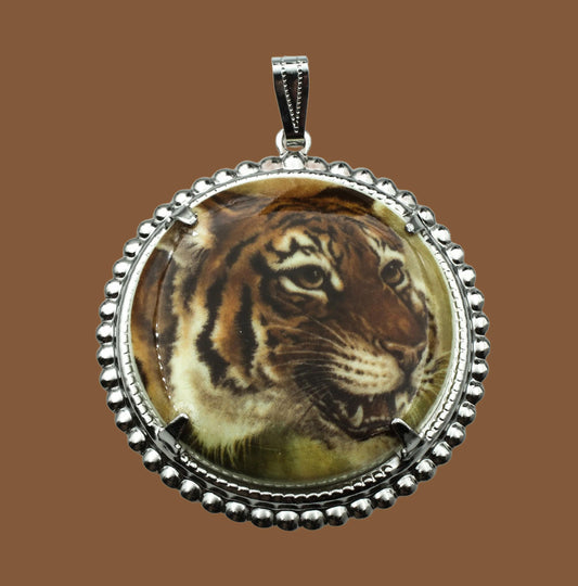 Vintage NOS Large Tiger Pendant Made in West Germany