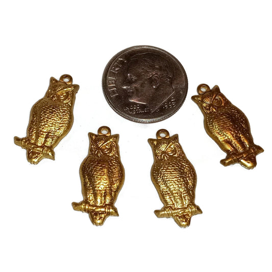 Cute Little Brass Owl Charms  20x9mm