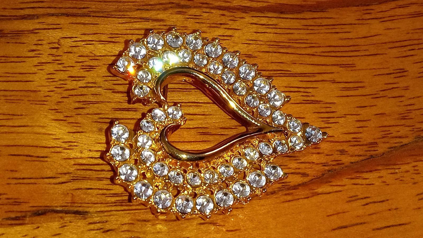 Shiny Rhinestone Heart Shaped Brooch