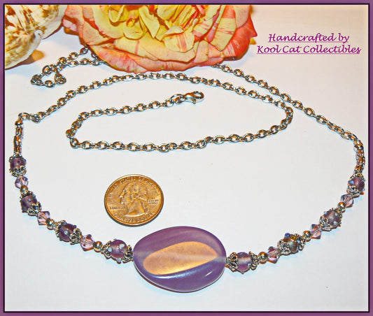 Purple Jade Beaded Necklace