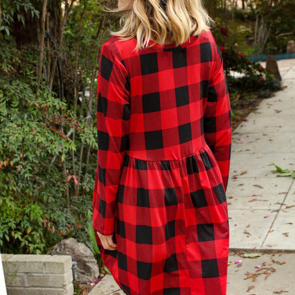 New Plaid Babydoll Midi Swing Dress with Pockets Size 3x