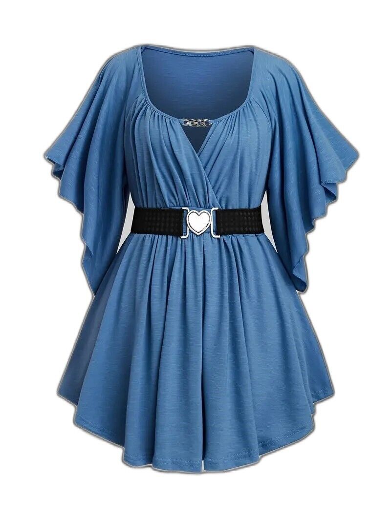 NEW- Keyhole Neck, Cinched Waist Blouse Size 4X -3 colors to choose from