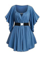 NEW- Keyhole Neck, Cinched Waist Blouse Size 4X -3 colors to choose from