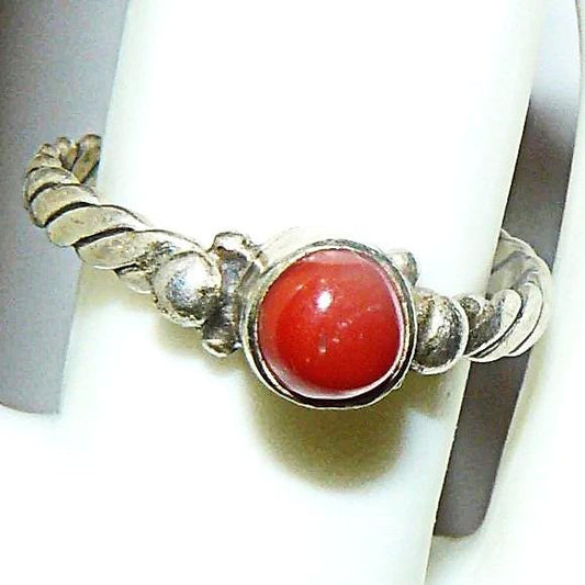 Sterling Silver and Coral Ring Size 7 -1/2