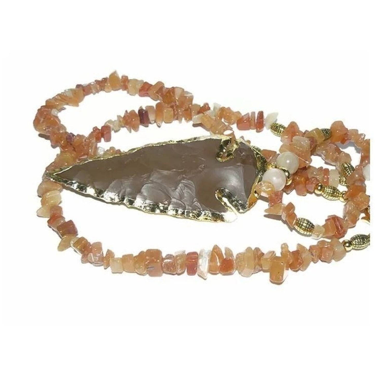 Aventurine and Jasper Arrow Long Necklace