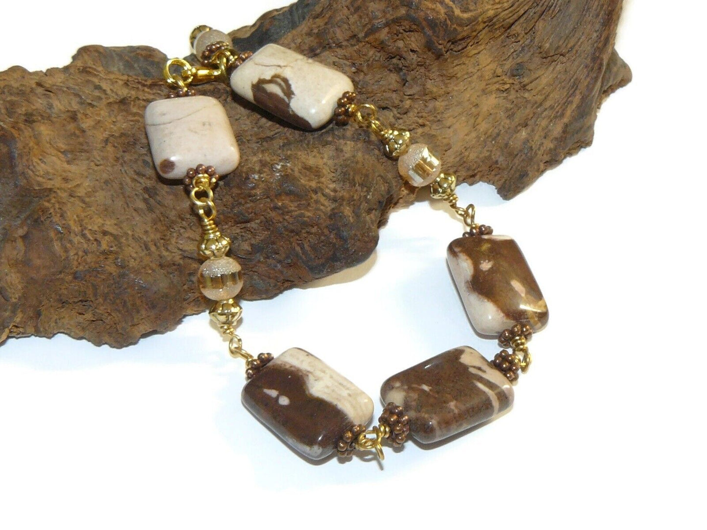 Jasper and Glass Beaded Bracelet
