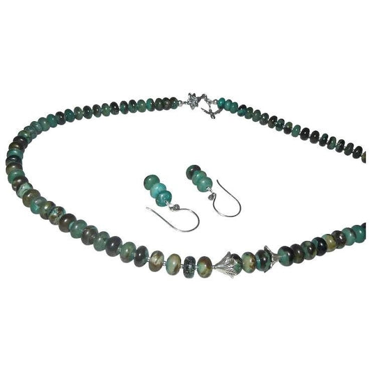 Turquoise Sterling Bead Necklace and Earring Set