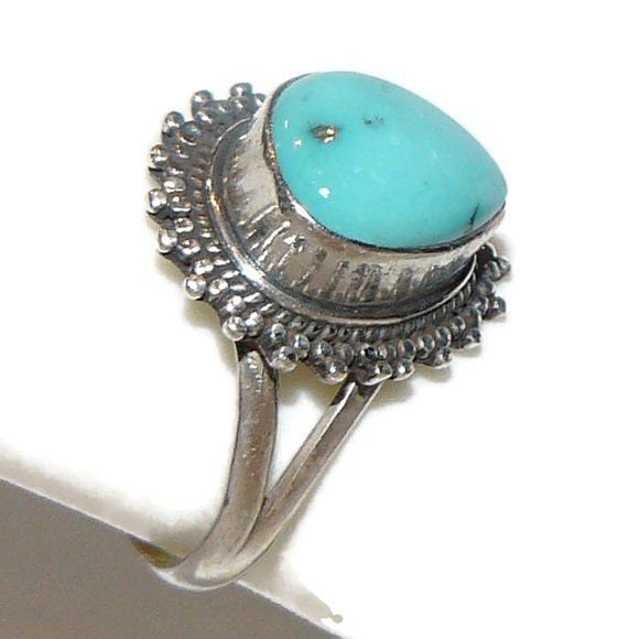Genuine Turquoise and Sterling Silver Ring Adjustable