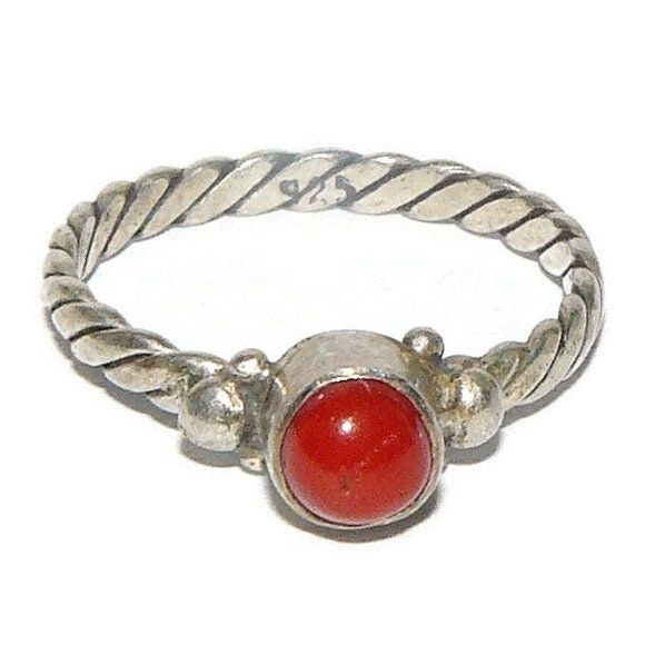 Sterling Silver and Coral Ring Size 7 -1/2