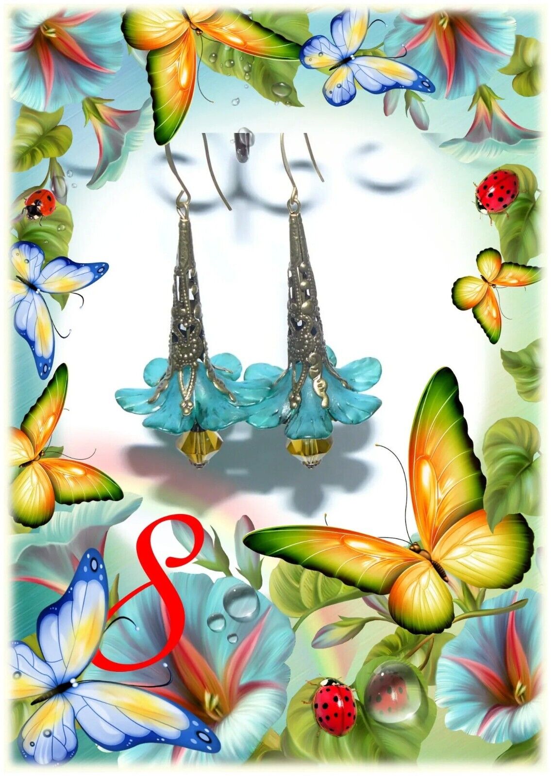 Hand Painted Lucite Flower Earrings