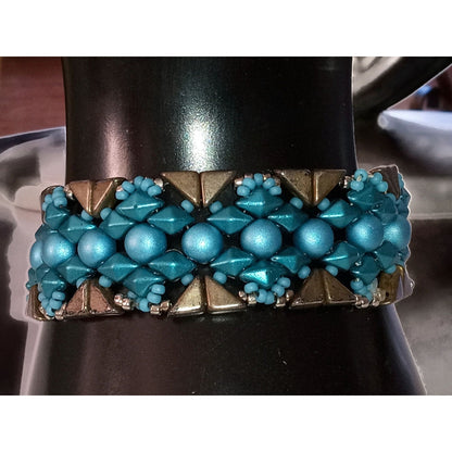 Blue and Dark Gray Beaded Bracelet