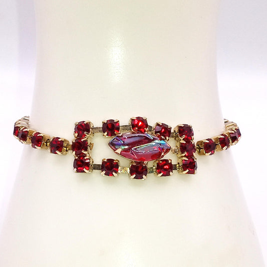 Vintage Prong Set Vintage Red Rhinestone Bracelet