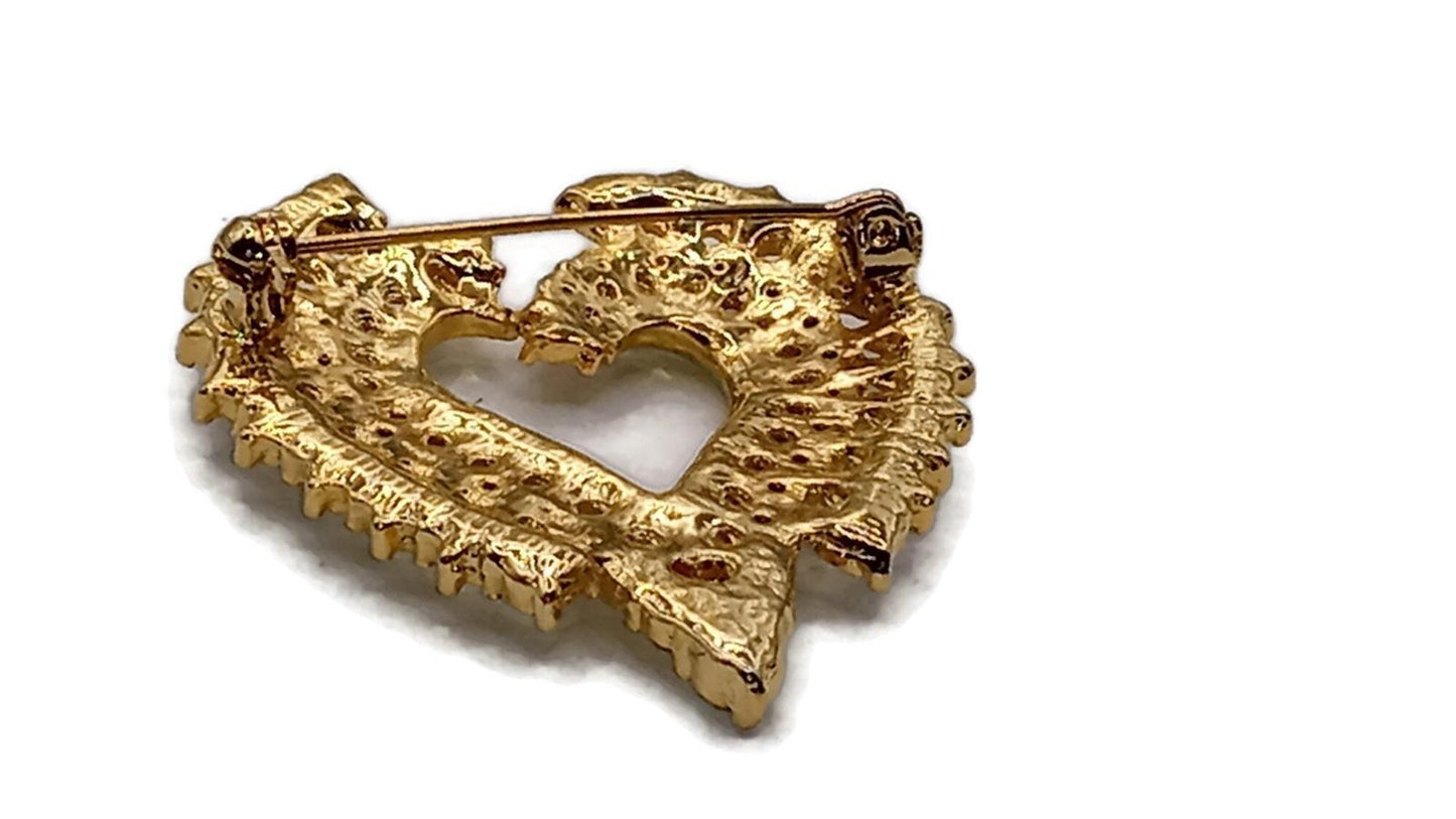 Shiny Rhinestone Heart Shaped Brooch
