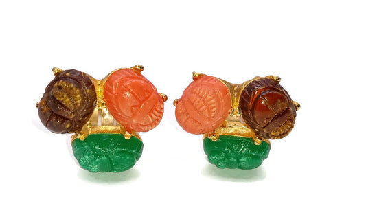 Celebrity NY Scarab Egyptian Revival  Clip-on Earrings