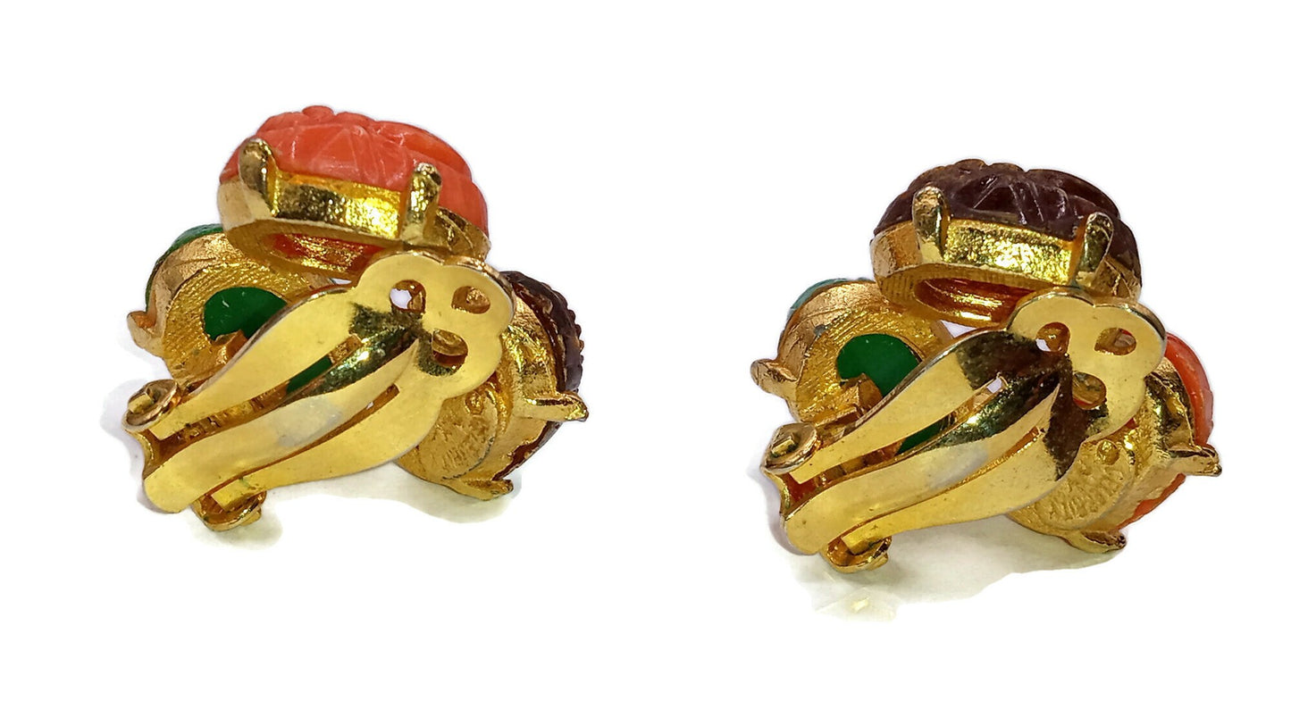 Celebrity NY Scarab Egyptian Revival  Clip-on Earrings