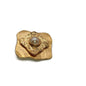 Gold Tone Square Metal Brooch with Faux Pearl Center
