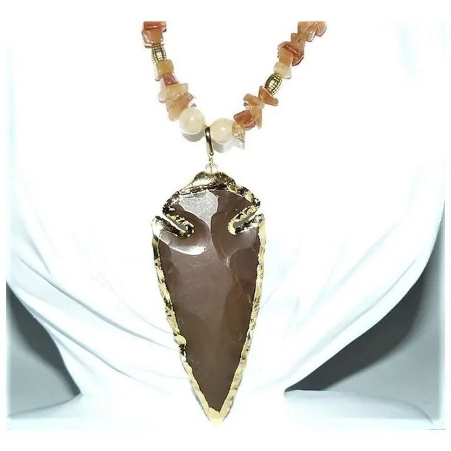 Aventurine and Jasper Arrow Long Necklace
