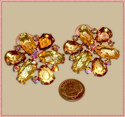 Large Rhinestone Pierced Earrings