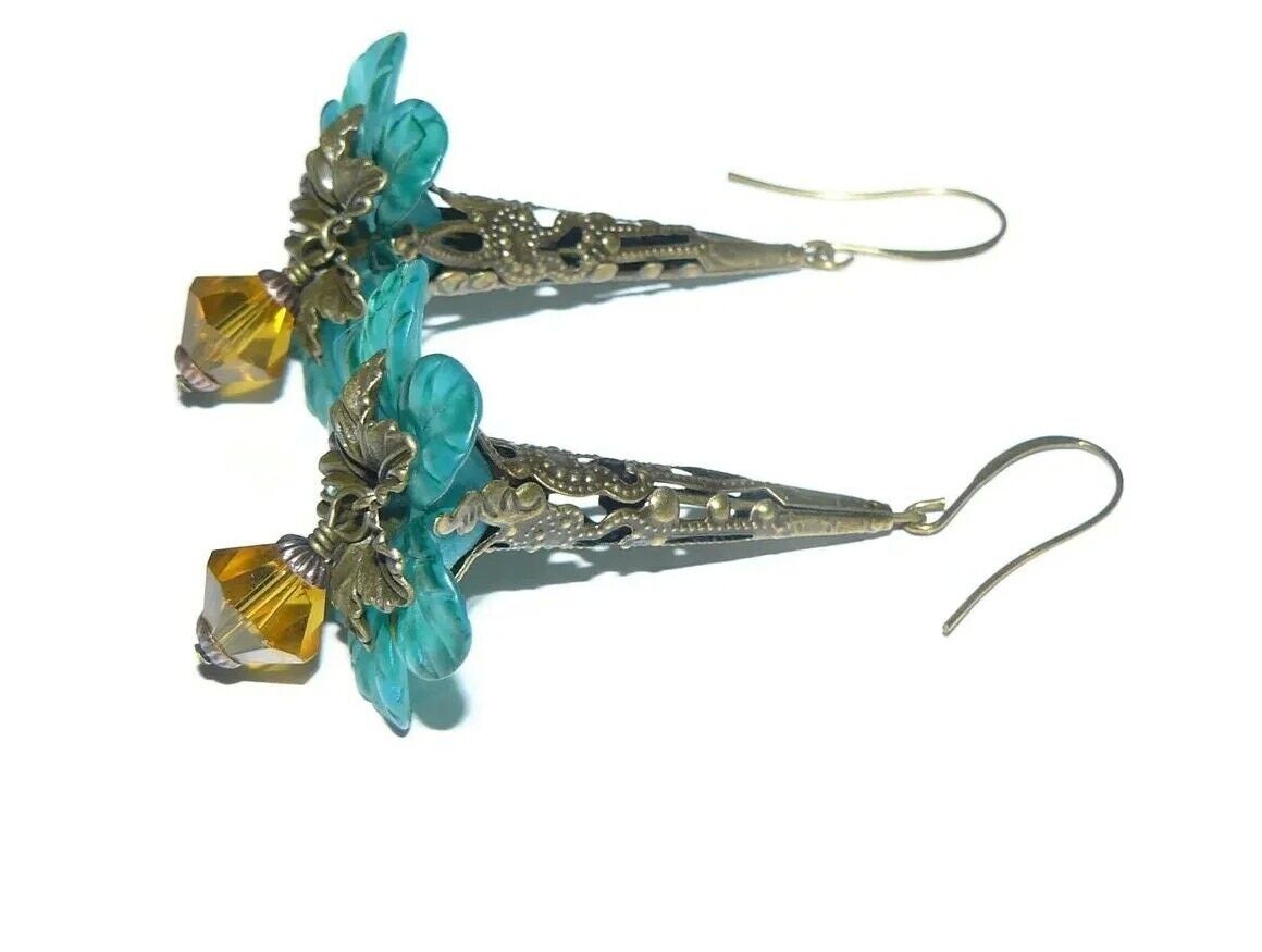 Hand Painted Lucite Flower Earrings