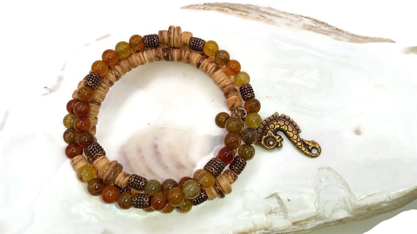 Boho Wrap Bracelet with Dragon Charm
