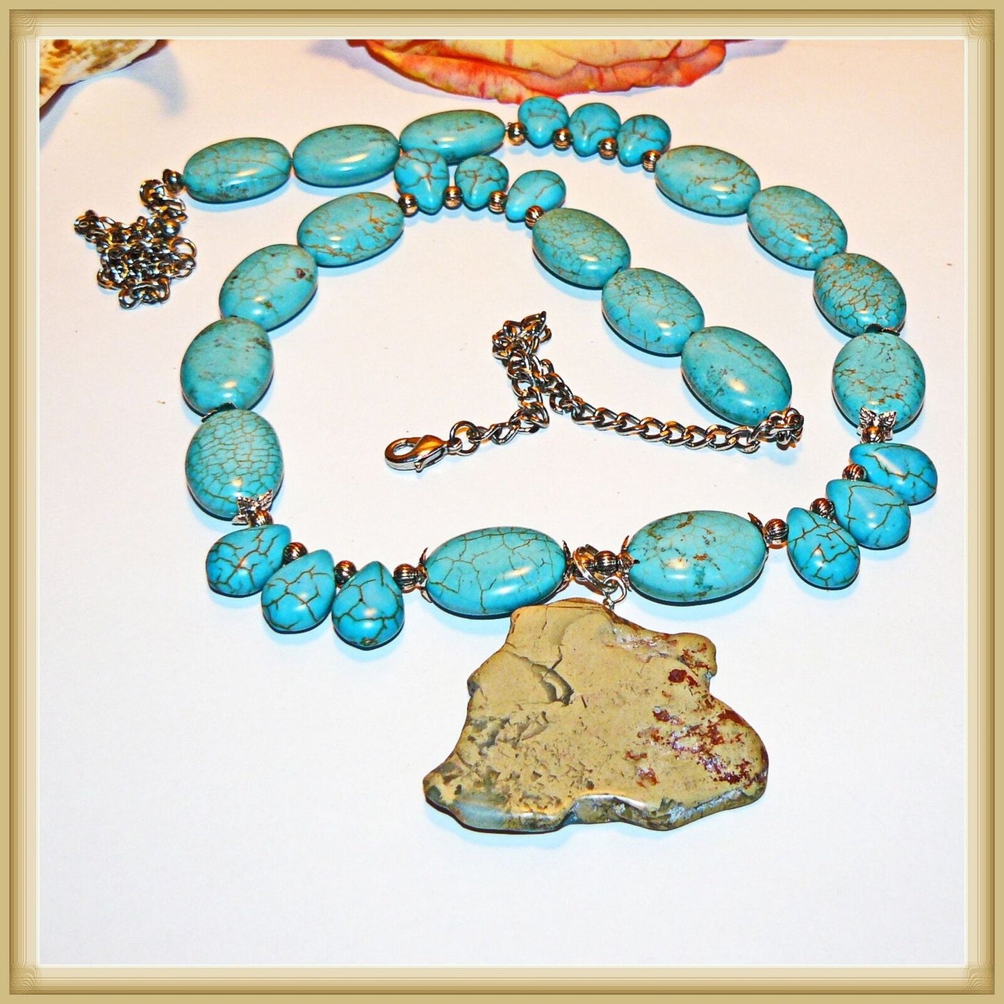 Impressive Natural Aqua Terra Jasper Necklace -Handcrafted -1480134