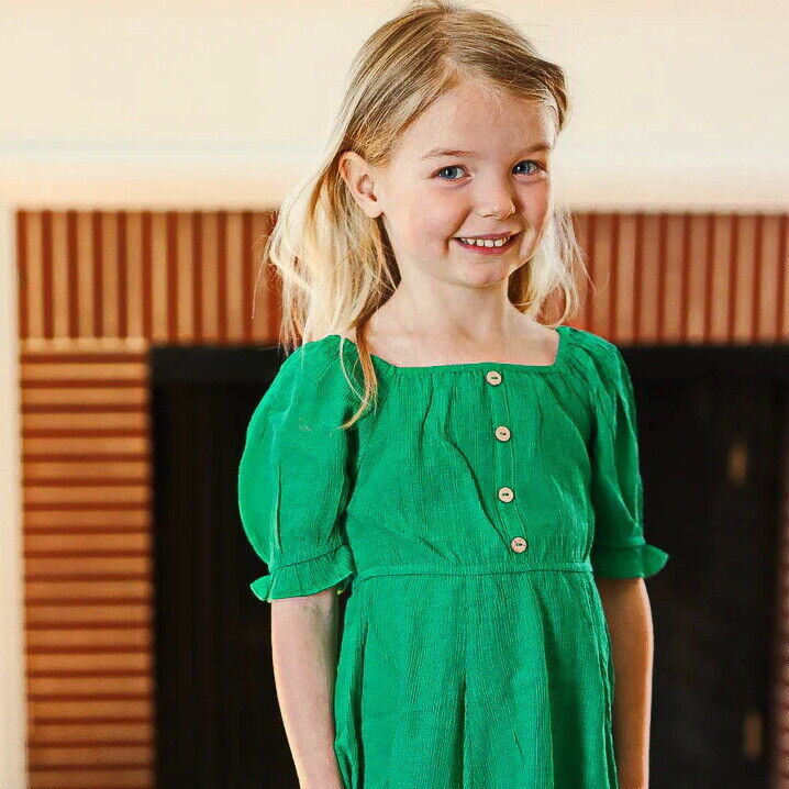 NWT -Sizes-Sm-Med-Large & XL -Green Pleated Back Dress