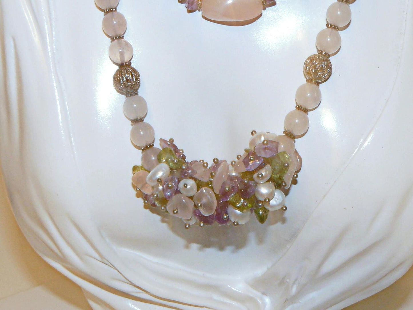 Unique Necklace, Stones and Pearls