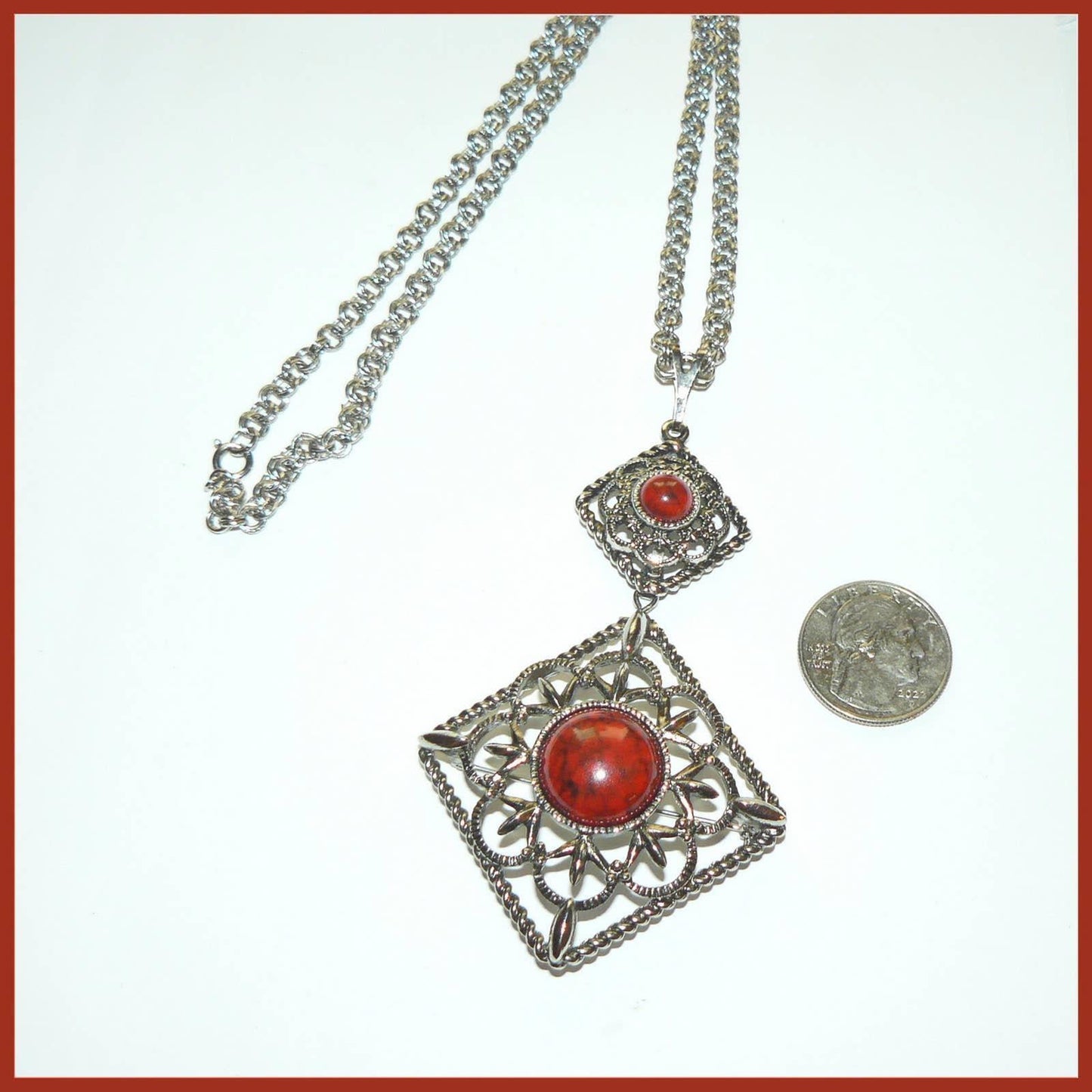 Vintage Sarah Coventry Inca Fire Detachable Brooch Necklace