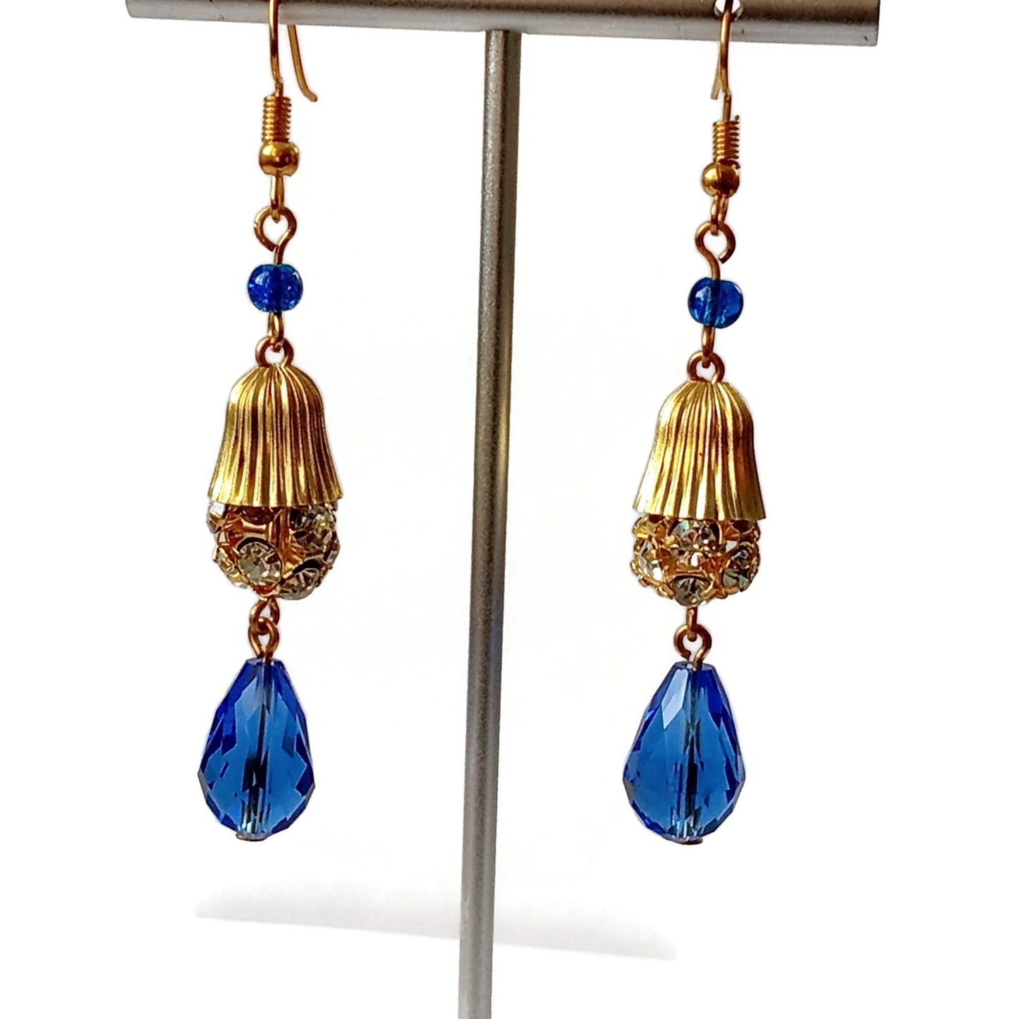 Faceted Blue Teardrop Beads, Crystal