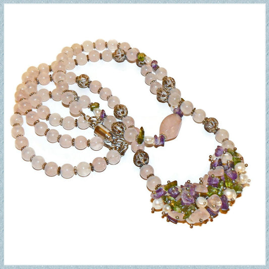 Unique Necklace, Stones and Pearls