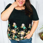 NWT Black Floral Embroidery and Lace Smocked Top 3x