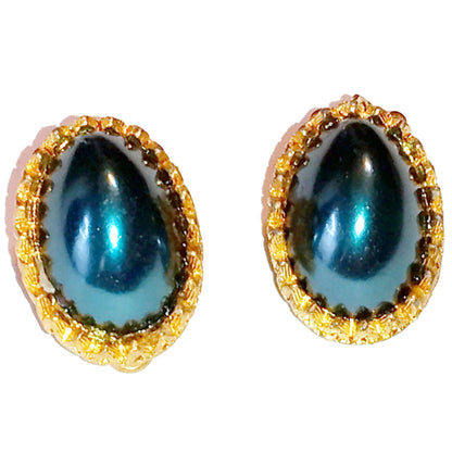 Iridescent  Green Clip on Earrings