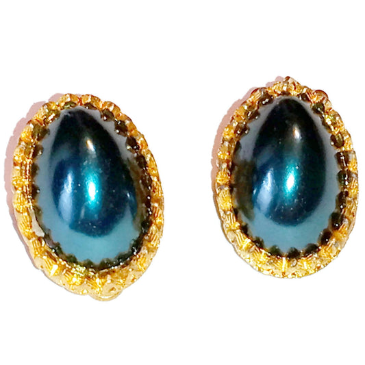 Iridescent  Green Clip on Earrings